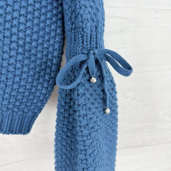 KASH Italy Wool Silk Cashmere Blend Chunky Knit Sweater Women Size 42 / XL Teal - Picture 5 of 14